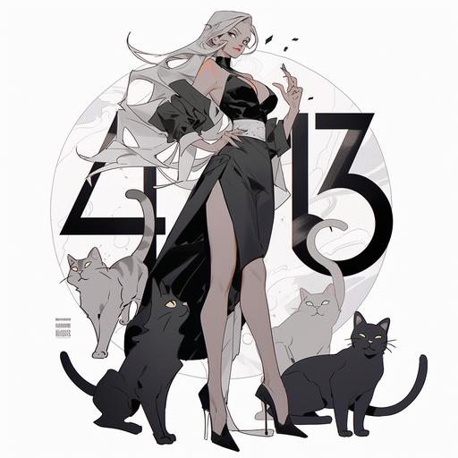 holding a cat, Quantum sorcerer, wizard, physicist, female scientist, physics, female, brown hair, snake print clothes, A dope and radically expressive full body image of Avril Lavigne, Hourglass figure, tiny waist::1 .5, thick, black and white vector art, logo --no chibi --niji 5 --style expressive --s 85