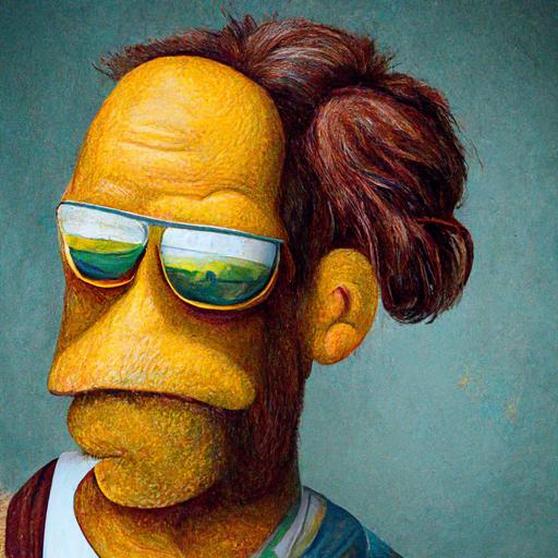 homer simpson, realistic picture, with brown hair, drinking beer