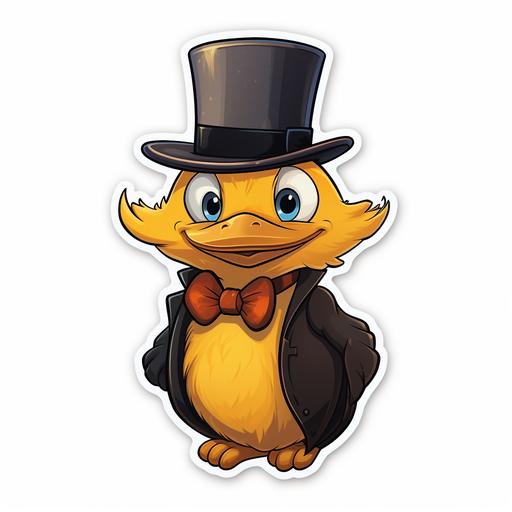 honey bee wearing top hat, Pixar style, cartoon, sticker, white background