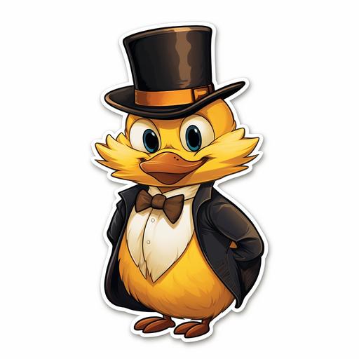 honey bee wearing top hat, Pixar style, cartoon, sticker, white background