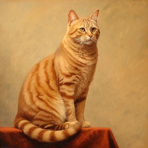 honey colored tabby cat sitting in a pose