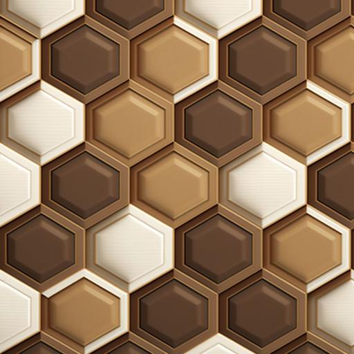 honeycomb style mosaic wallpaper in color, light brown, sand, chocolate brown