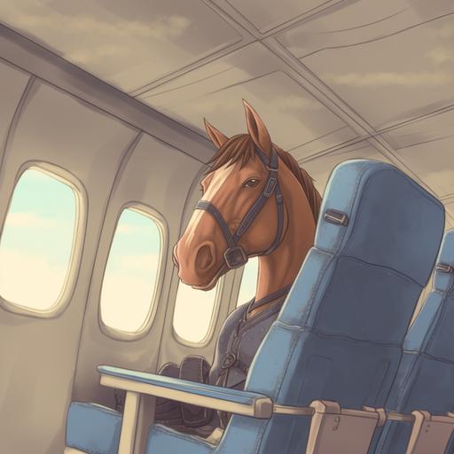 horse on a plane, anime style --v 5.0 --s 50
