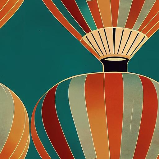 hot air balloon wallpaper, art deco style --tile --test --upbeta --upbeta