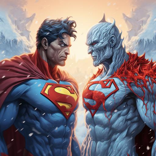 hot vs cold superman vs bizarro comic book style --s 250