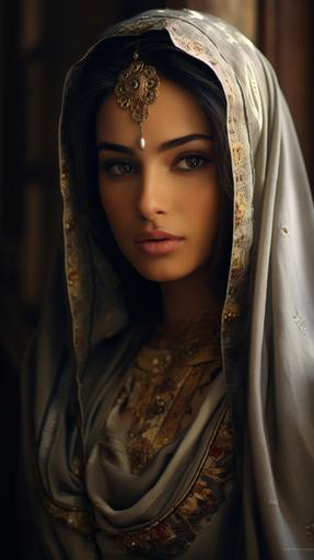 http:// a beautiful arabic lady, looks like Sofia Essaïdi, smile nicely, half body, elegant, --ar 9:16 --v 5.2
