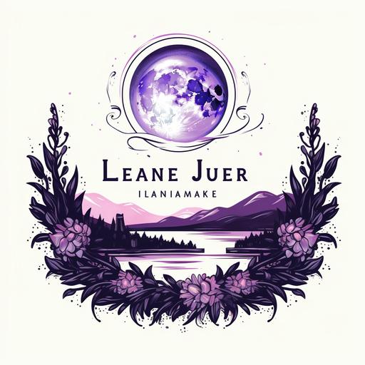 http:// create a water color logo for Lavender Lumiere De Lune Vineyard useing lavender color high contrast with a focus on the moon evoke a sense of luxury and majesty attracting pepole to buy the lavender flower, add an olden day royal torch, no people with grape leaves at the bottom