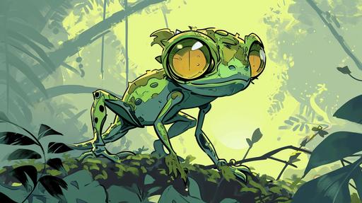 https:// Steven Universe (cartoon) jungle alien creature design, Cartoon Calarts style --ar 16:9 --style raw --v 6.0