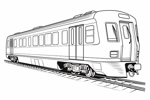 https:// Subway Train, coloring book for toddler, cartoon style, black and white, clear defined lines and line border, white background --ar 3:2