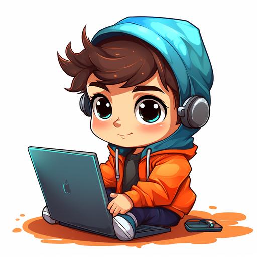 https:// logo kid with notebook cartoon style, anime style