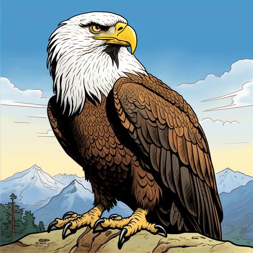 https:// perched bald eagle, comic book, cartoon, vivid, detailed, comics, fine lines by peter bagge