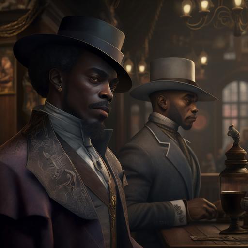 [https://thespool.net/wp-content/uploads/2019/11/interview2.jpg] black men as vampires, landscape, beautiful, powerful, 8k, high res, unreal engine