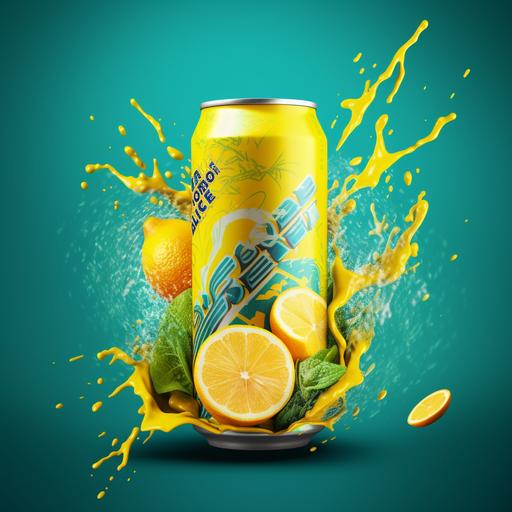 energy drinks can, bright, young, lemon and mint flavour