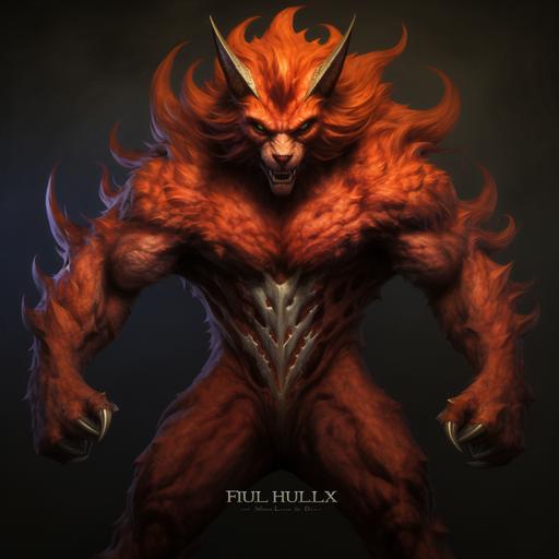hulking humanoid fox demon as painted by julie bell
