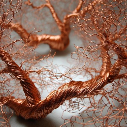 hundreds of oak branches wrapped in spiral copper wire