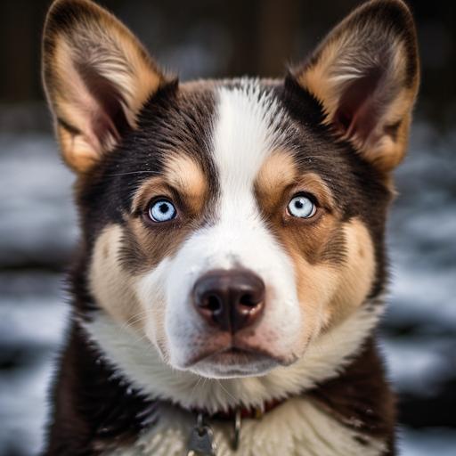 husky bulldog mixed dog brown and white more husky in the face more brown in forehead