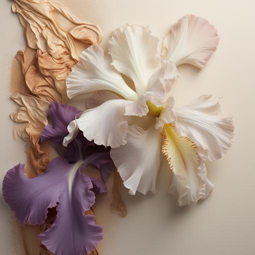 hyper real, elevated iris, woody, suede, cozy texture, vanilla praline velvety iris