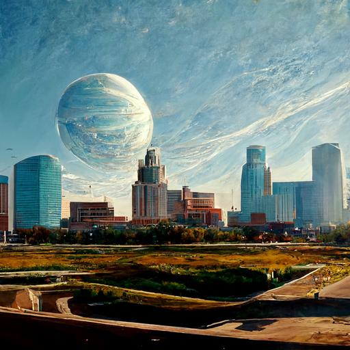 hyper realistic futuristic Oklahoma City landscape