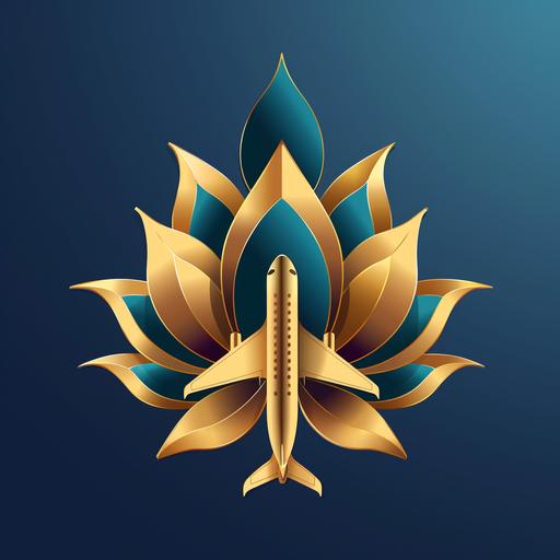 hyper realistic lotus and airplane logo for travel agency