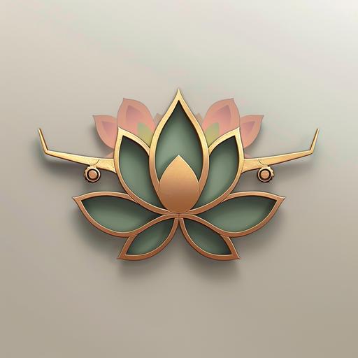 hyper realistic lotus and airplane logo for travel agency --v 6.0