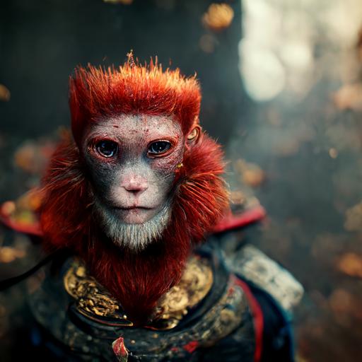 hyper realistic monkey king with red hair , 8k , 4k , unreal engine , octane render