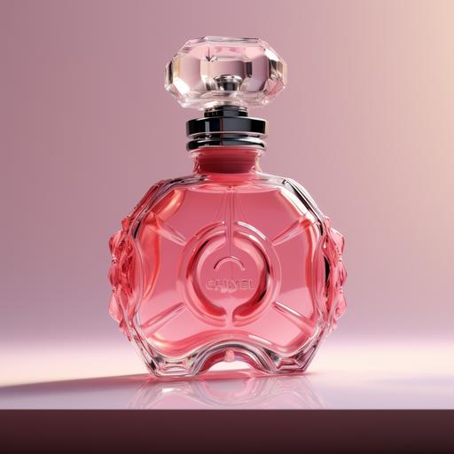 hyper realistic pink perfume bottle