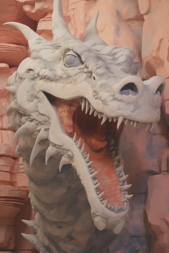 hyperdetailed 3d render of A roaring dragon made of geological layers and strata of painted concrete and cast glass in the style of Robert Rauschenberg and Gustav Dore --ar 2:3 --style 4g5Ra1Bs7rGA