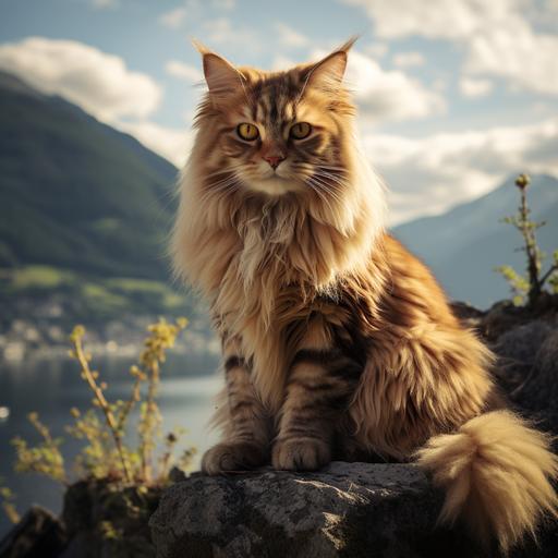 hyperealistic photo of a norwegian cat, italian style --s 250