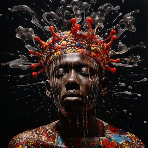 hyperrealistic artistic expression of an african crown melting away--ar 9:16