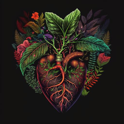 i love ayahuasca plant in heart colorful no background