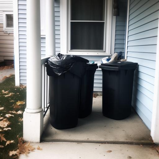 i open the trash cans and see nothing but black garbage bags --v 5