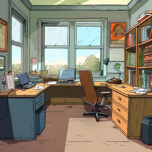 i want an office, cartoon style