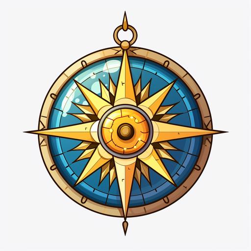 icon compass sun cartoon style transparent background