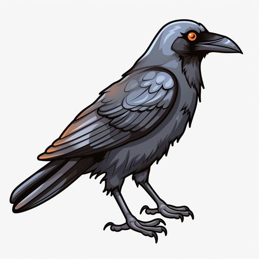 icon drawing crow left cartoon style transparent background