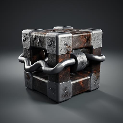 icon for game, 3D, cubic style, handcuffs, metal, gray, rusting