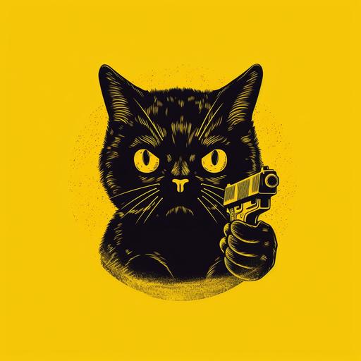 icon of shocked black cat with pistols