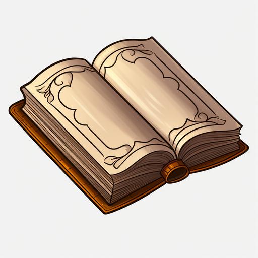 icon open book classic cartoon style transparent background