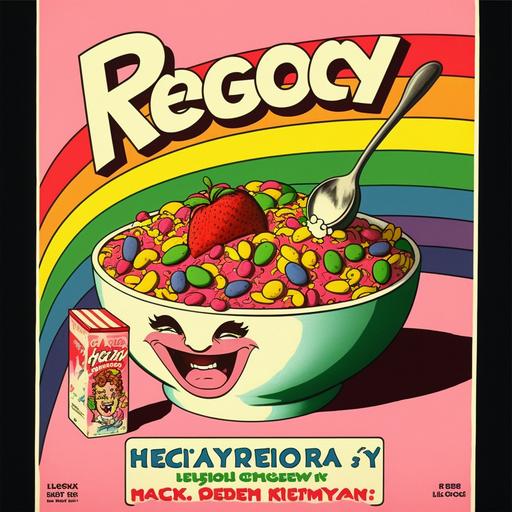 illustrated advert for rainbow cereal --v 4