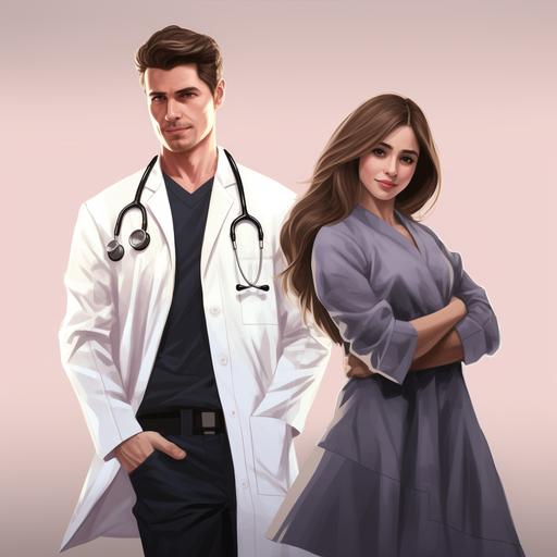 illustration abs woman and man normal doctor art styles simple