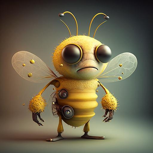 illustration, character, Mr Monster Bee, Funny Face & Body, 3D, Cindly --q 2 --s 750