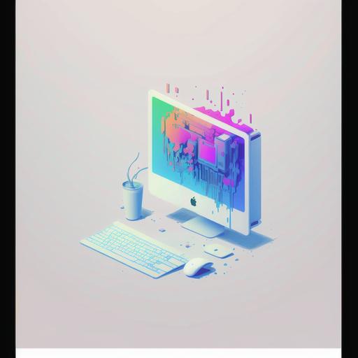 illustration computer, whitte background