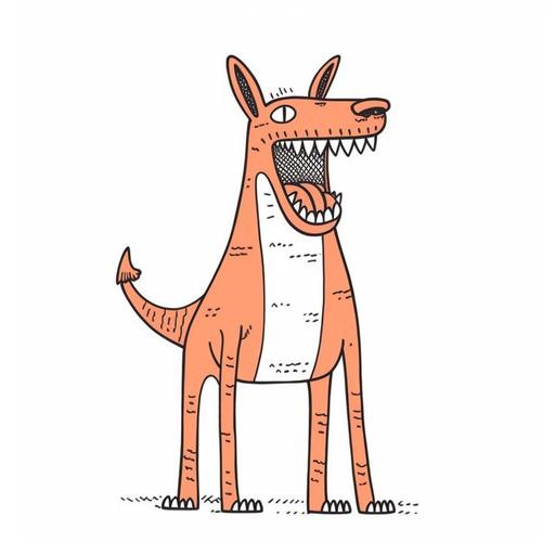 illustration graphic of kangaroo with teeth full body simple minimal, by Gemma Correll white background --no realistic --s 750 --v 5 --q 2