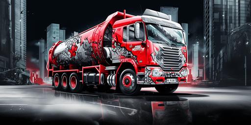 illustration of a cement truck graffiti street art style --ar 20:10