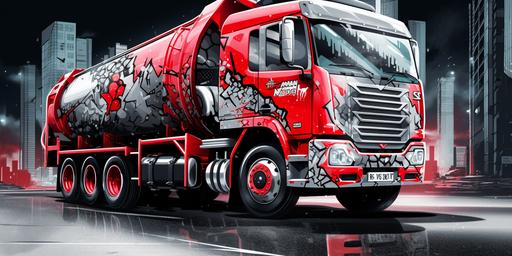 illustration of a cement truck graffiti street art style --ar 20:10