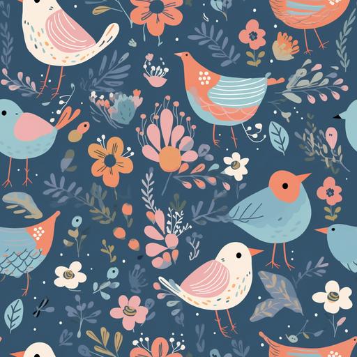 Vector illustration of a seamless floral pattern with cute birds in spring for Wedding, anniversary, birthday and party. Design for banner, poster, card, invitation and scrapbook --tile --v 5 --upbeta --upbeta