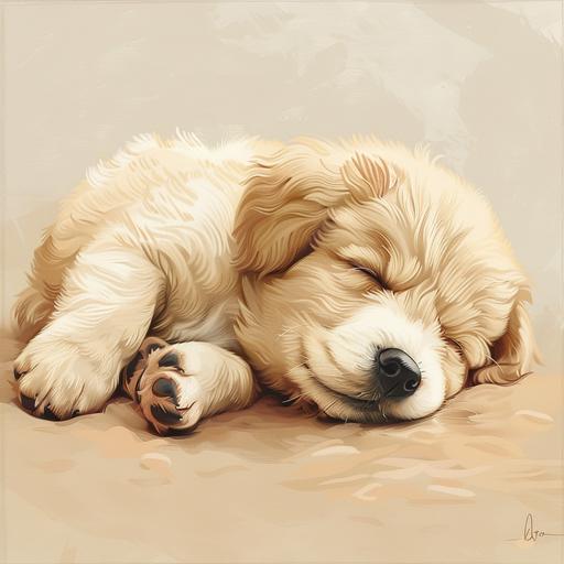 illustration of a sleeping peaceful puppy