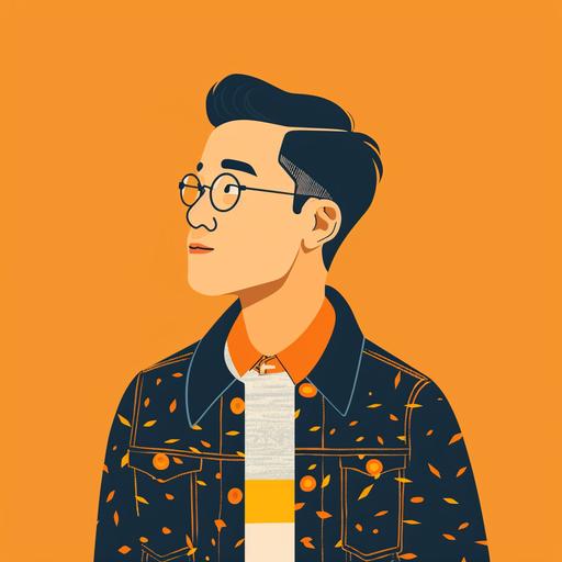 illustration style not realistic for a user profile , a young asian-american male who has short hair, works in tech in sillicon valley and is around 30s to 40s in age. he wears the brands A.P.C and sophisticated. and clean Generation: Millennials Financial Status: Financially secure and stable Life Stage: Getting married and starting a family Family Role: Assumes the role of family organizer, responsible for bringing family together for events Cultural Identity: Embraces and preserves family traditions, particularly Cantonese cultural heritage Lifestyle: Contemporary, balancing modern living with cultural heritage Future Plans: Considering buying a house, starting a family, and putting down roots Characteristics: Values family connections and traditions digitally connected/keeps up with trends Open-minded and adaptable to blending traditional values with modern lifestyles Actively involved in community and family affairs Aspires to pass down cultural heritage and traditions to the next generation Seeks products and experiences that reflect their cultural identity while fitting into their contemporary lifestyle --v 6.0