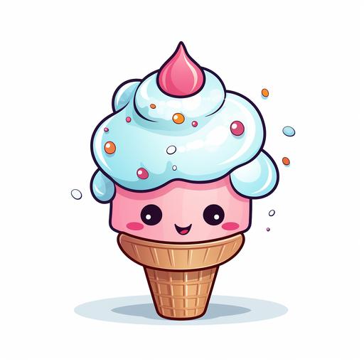 image of a cute cartoon ice cream with white background