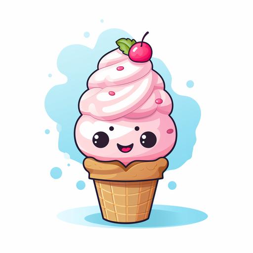 image of a cute cartoon ice cream with white background
