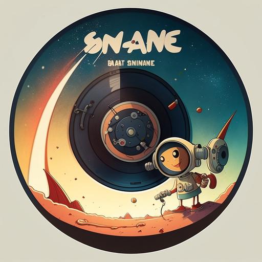 imagine cover art space song on a vinyl record player, cartoon in 8k --v 4